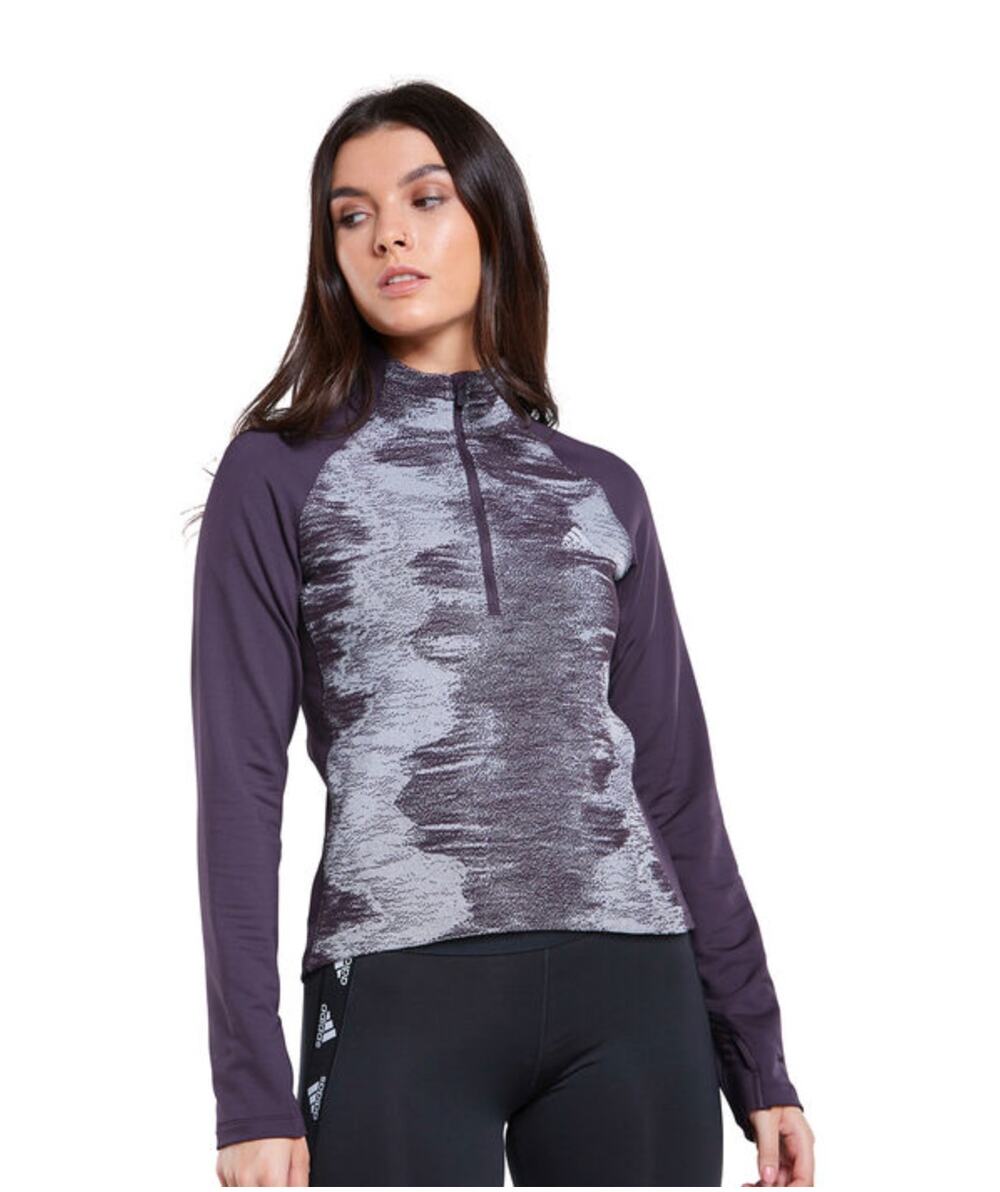 Adidas Aero Ready Half Zip Pullover Shirt Womens Size Large Purple Thumbholes